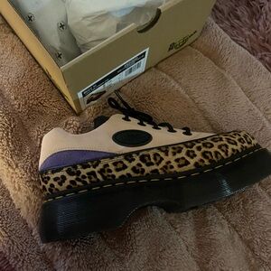 Dr. Martens Leopard and Purple Platform Shoes